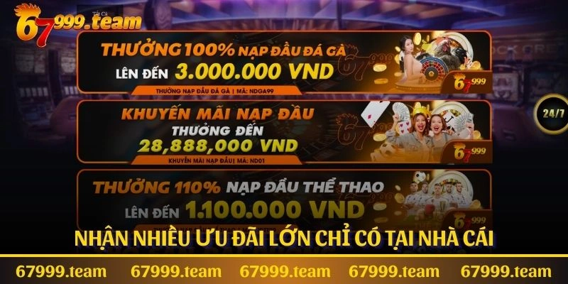 Nhận nhiều ưu đãi lớn chỉ có tại nhà cái